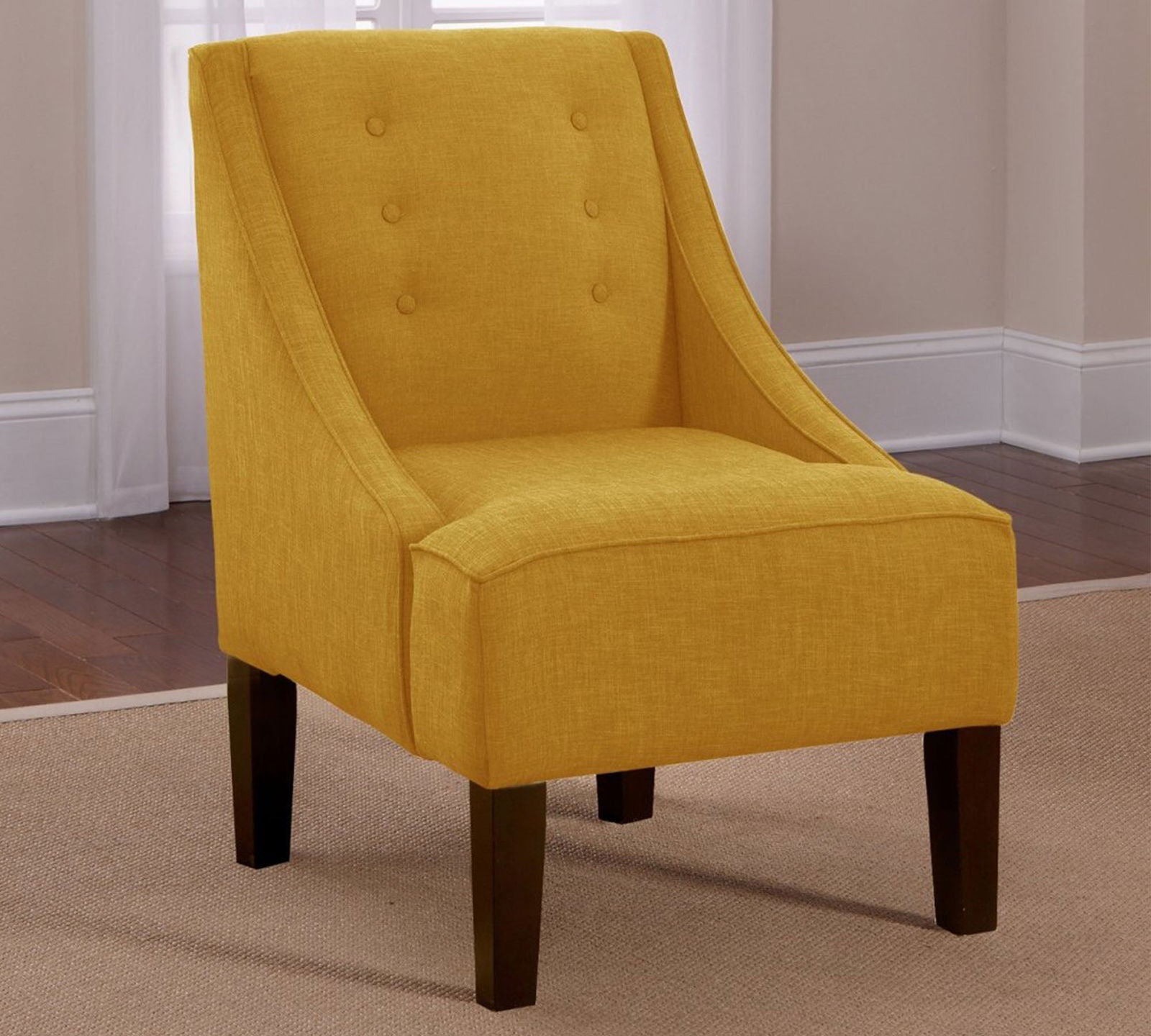 Wooden Lounge Chair with Cushioned Fabric -