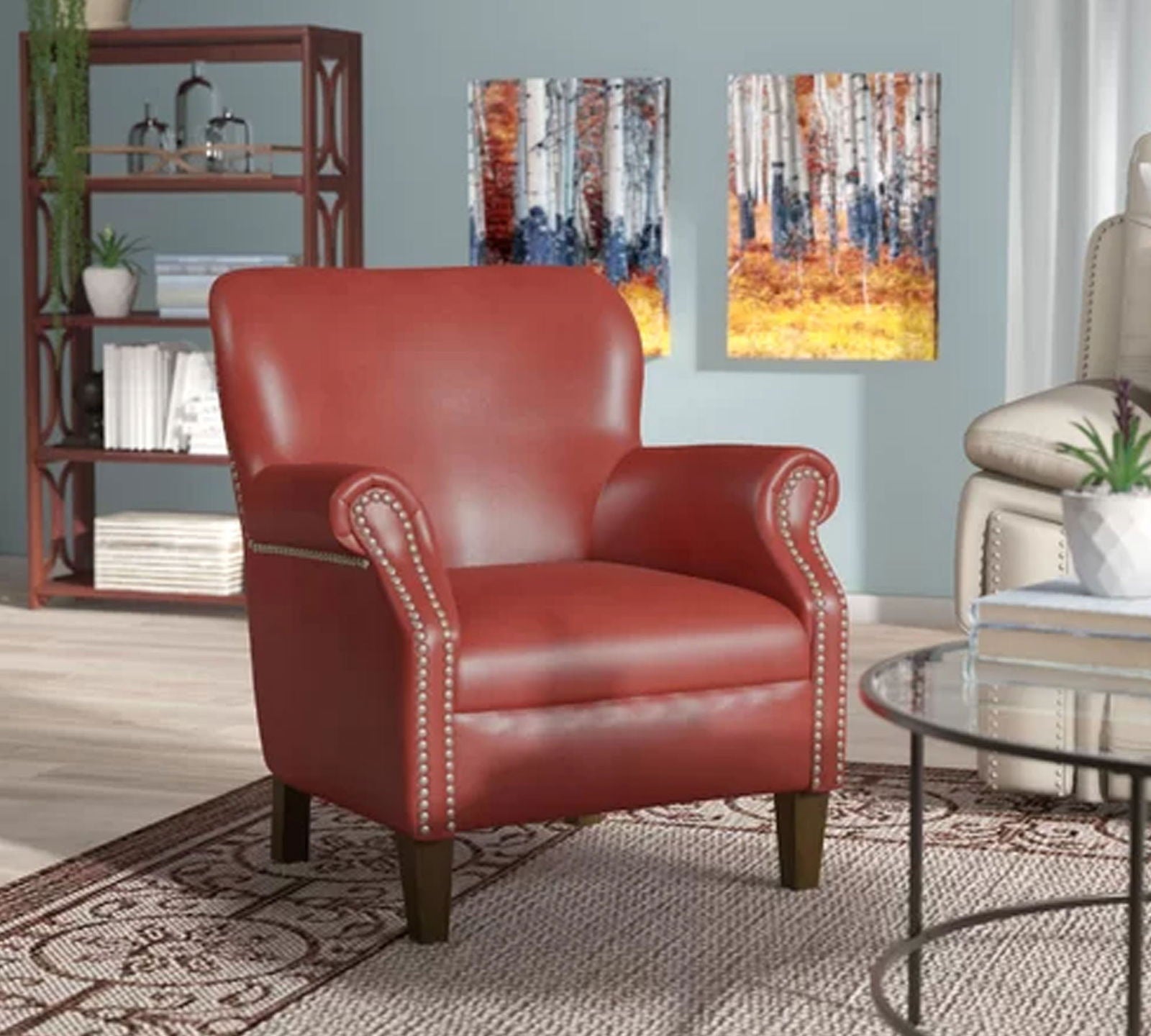 Wooden Lounge Chair with Cushioned Leatherette -