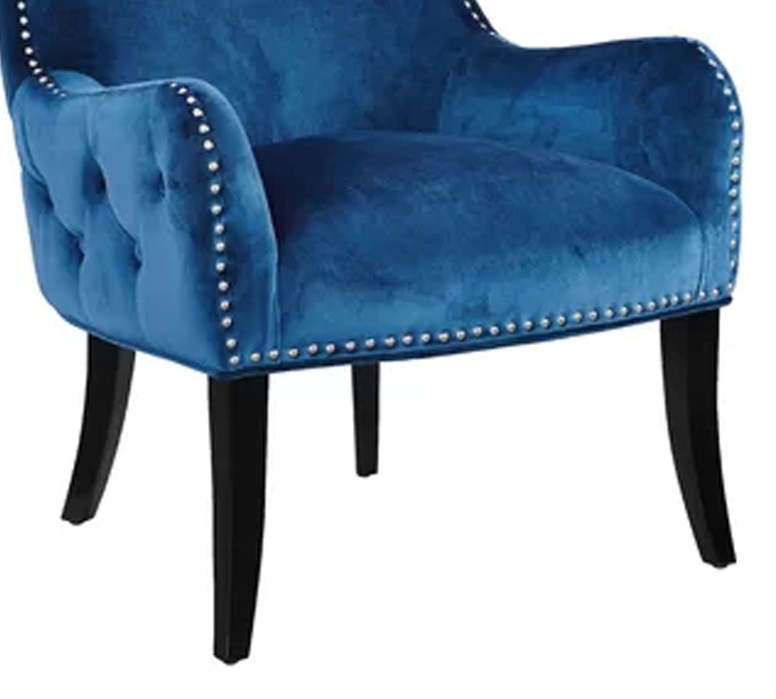 Wooden Lounge Chair with Cushioned Suede Velvet Fabric -