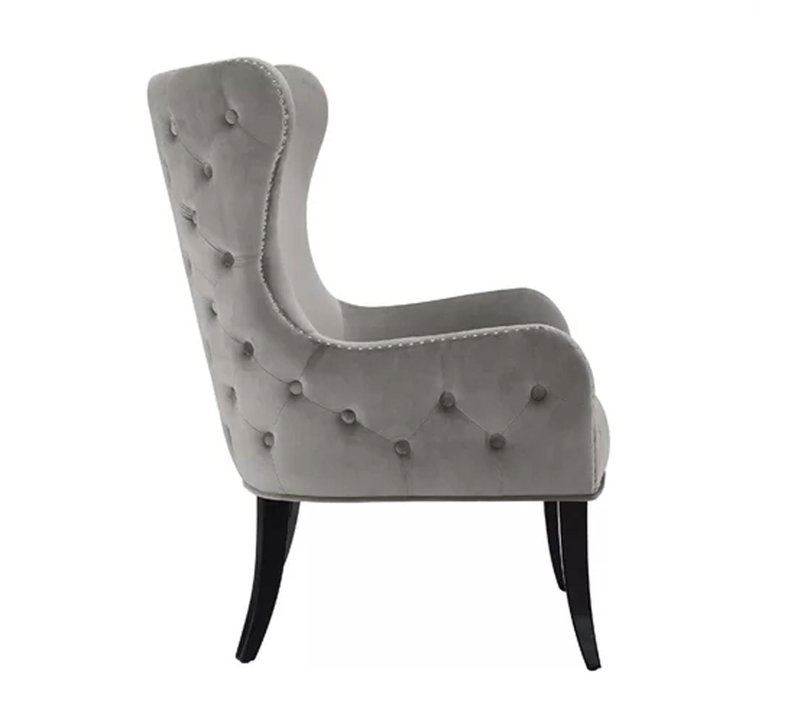Wooden Lounge Chair with Cushioned Suede Velvet Fabric -
