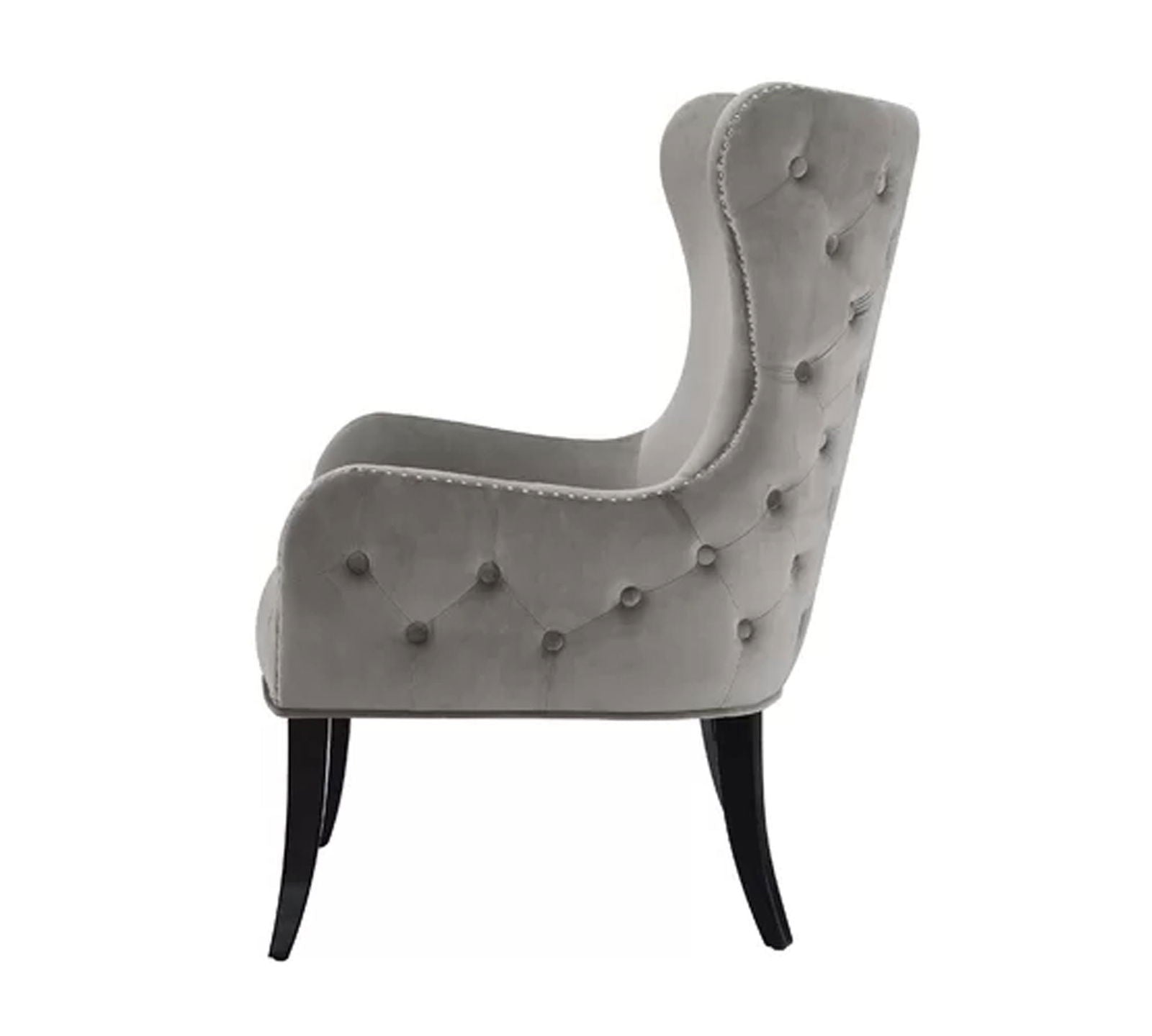 Wooden Lounge Chair with Cushioned Suede Velvet Fabric -