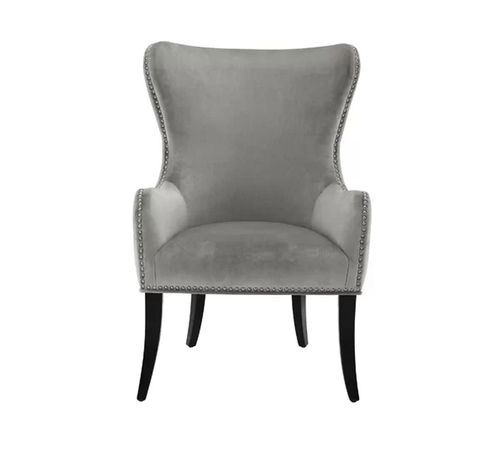 Wooden Lounge Chair with Cushioned Suede Velvet Fabric -