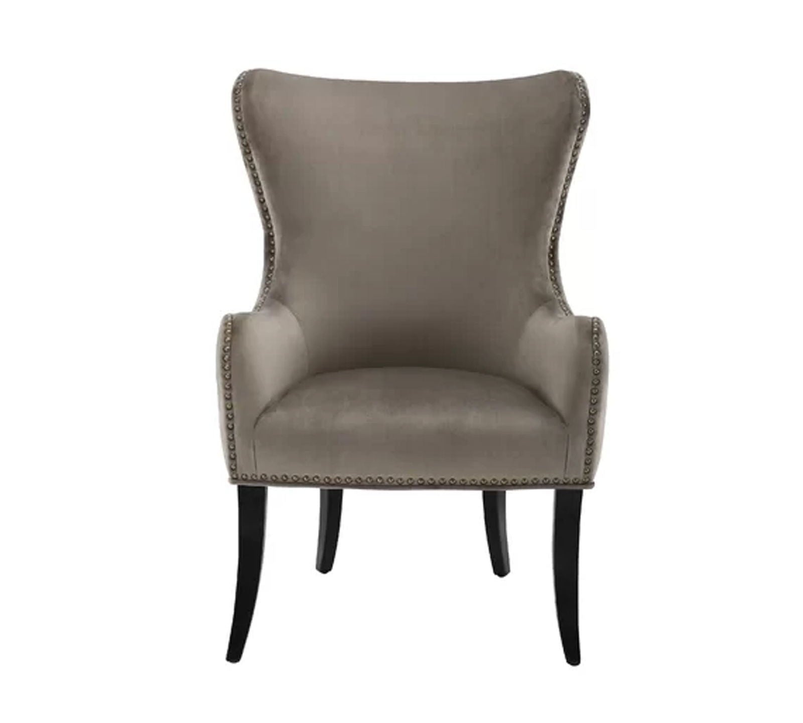 Wooden Lounge Chair with Cushioned Suede Velvet Fabric -
