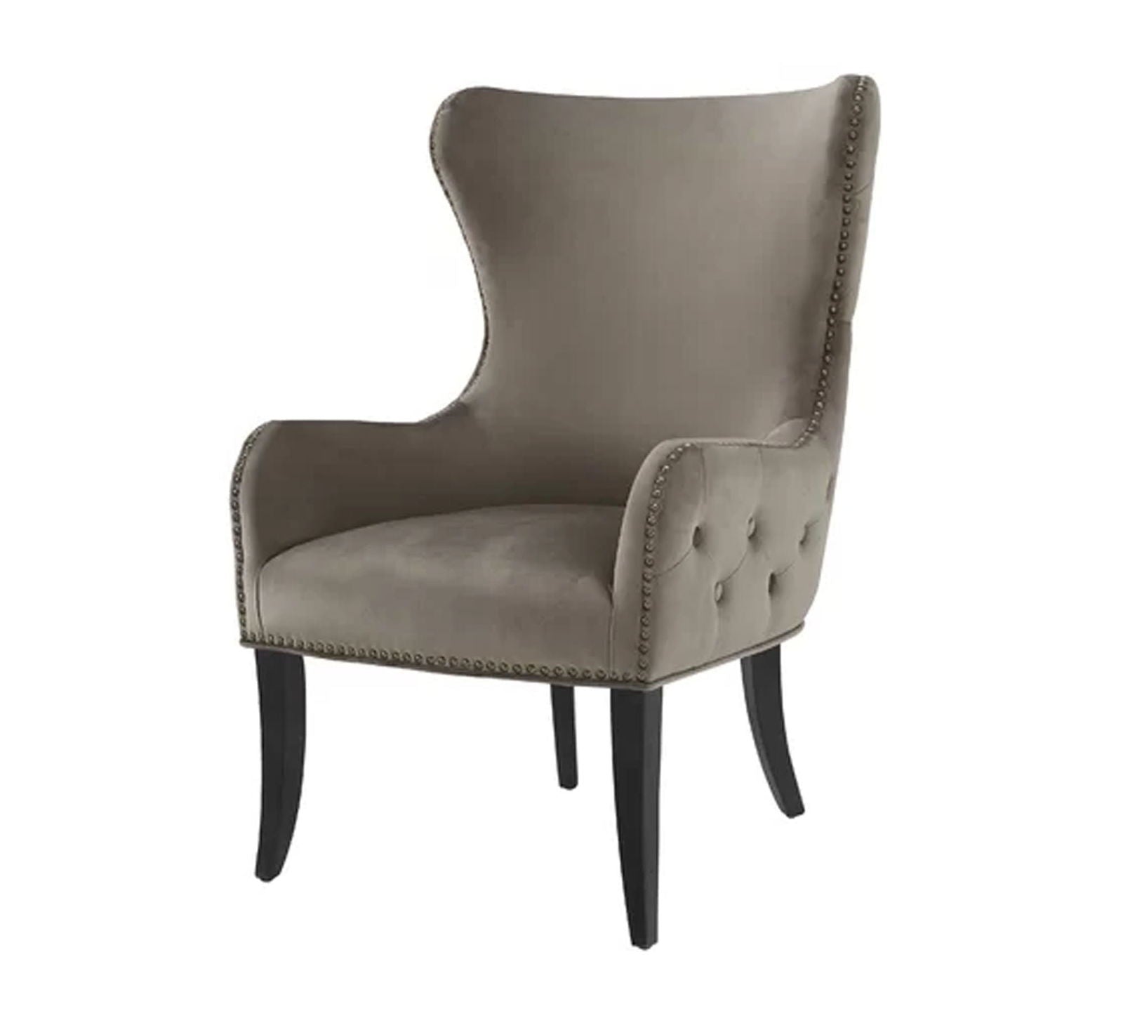 Wooden Lounge Chair with Cushioned Suede Velvet Fabric -