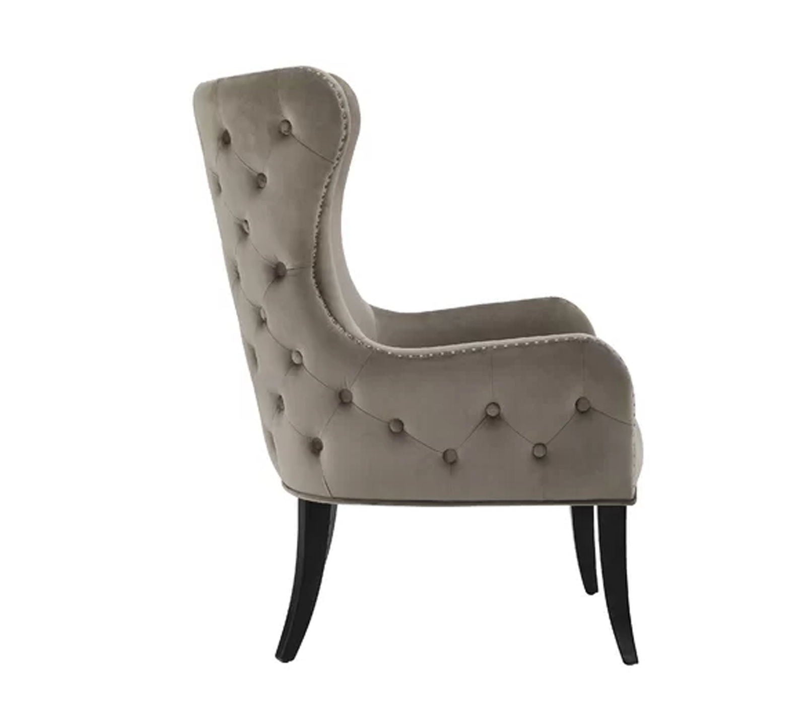 Wooden Lounge Chair with Cushioned Suede Velvet Fabric -