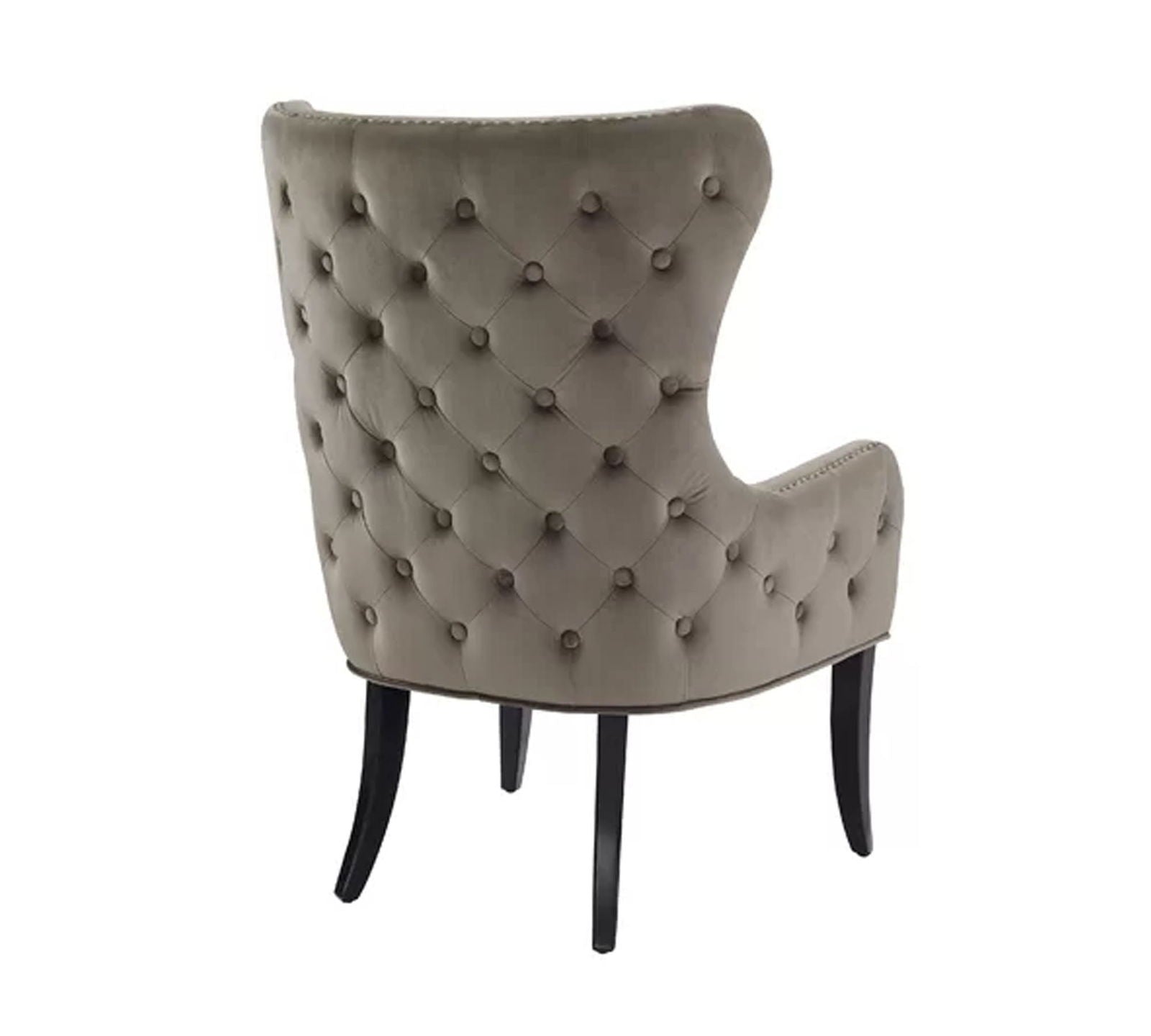 Wooden Lounge Chair with Cushioned Suede Velvet Fabric -