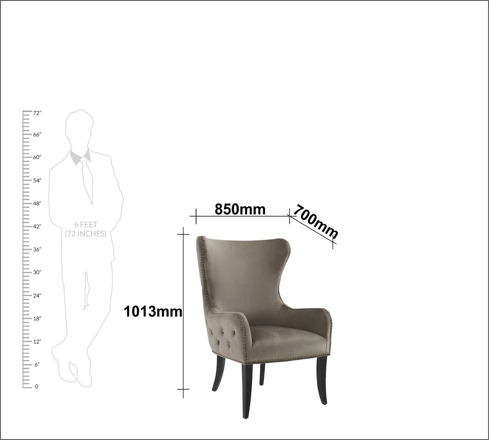 Wooden Lounge Chair with Cushioned Suede Velvet Fabric -