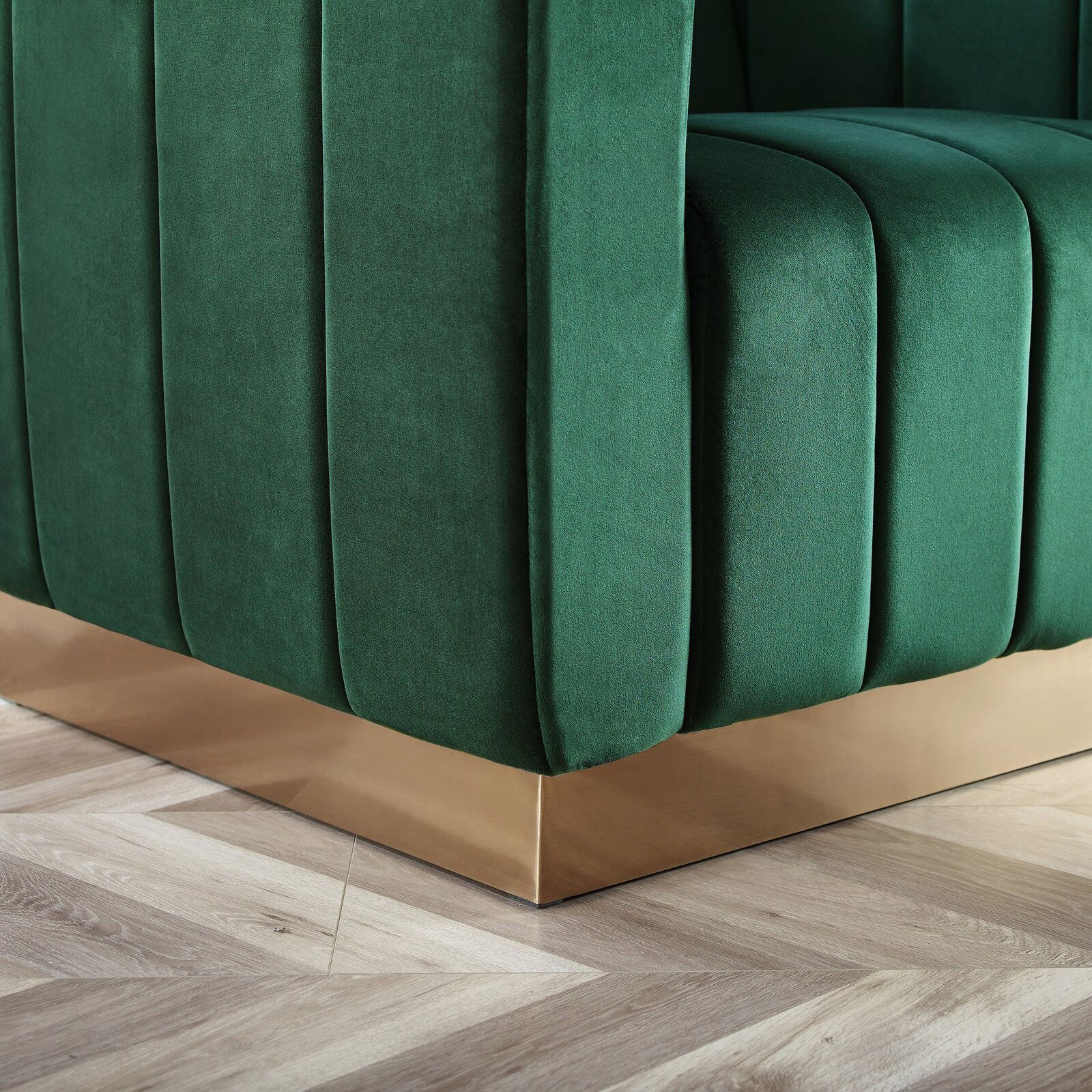 Wooden Lounge Chair with Cushioned Velvet Upholstery -