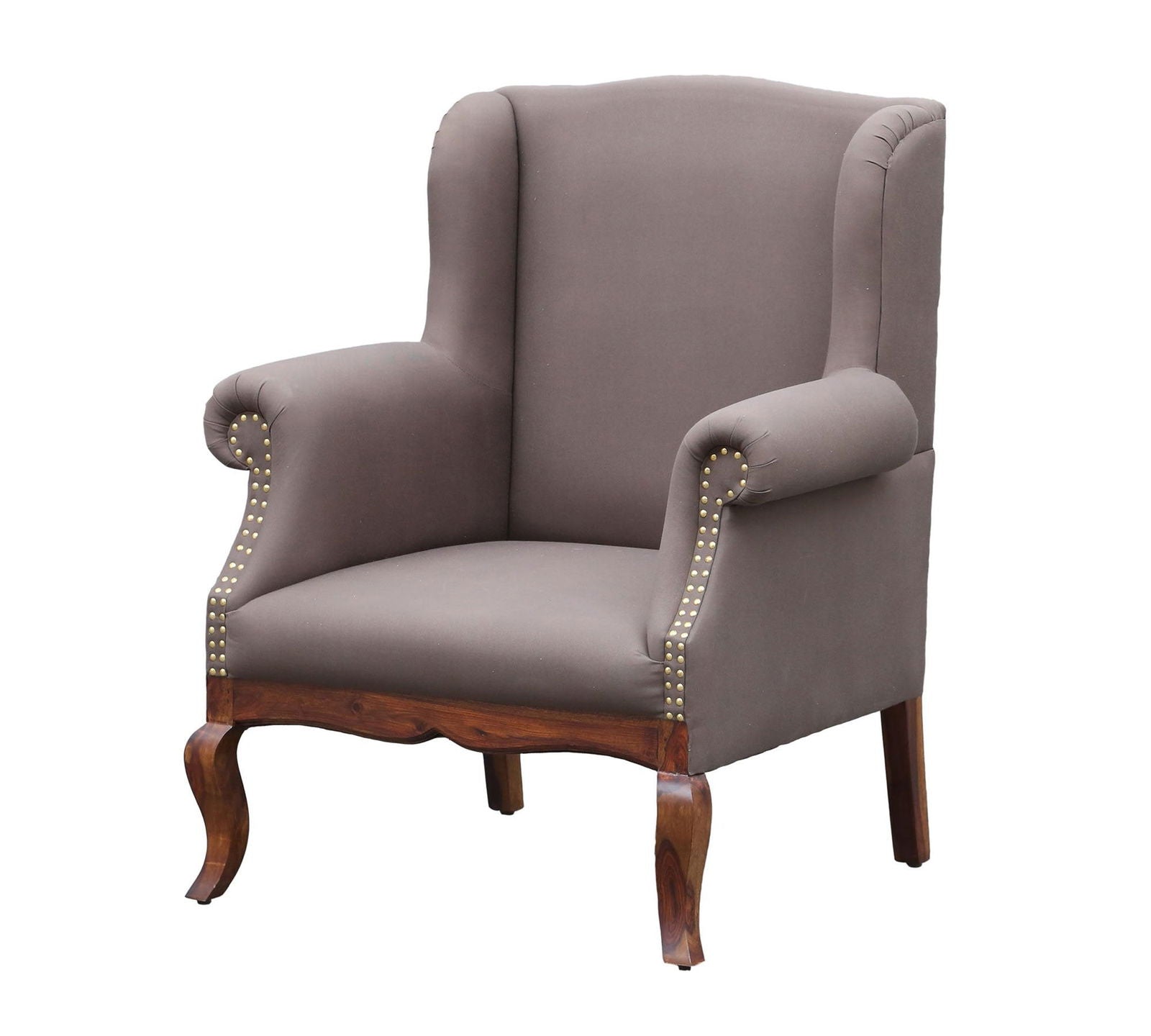Wooden Lounge Chair with Leatherette Upholstery -