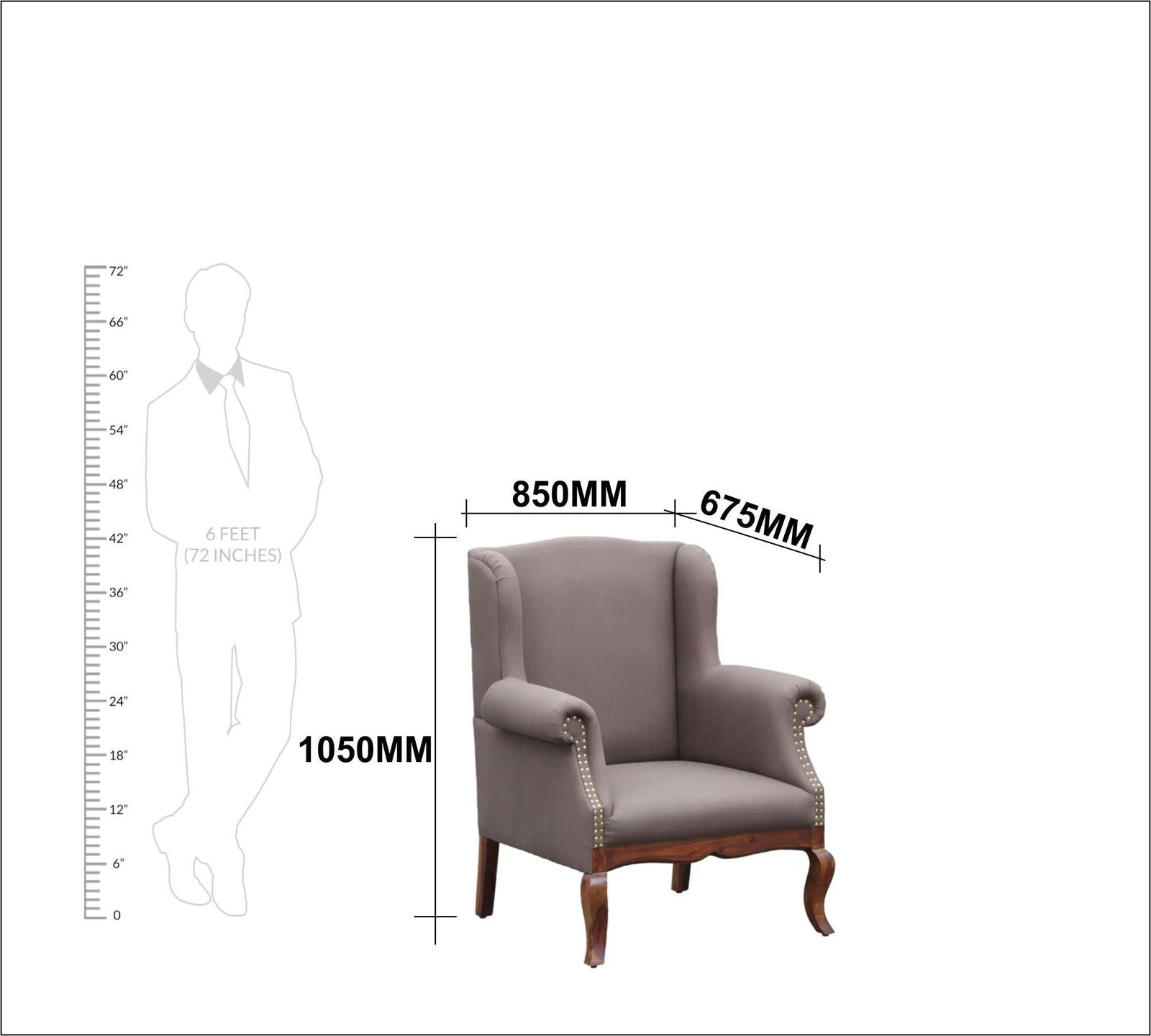 Wooden Lounge Chair with Leatherette Upholstery -