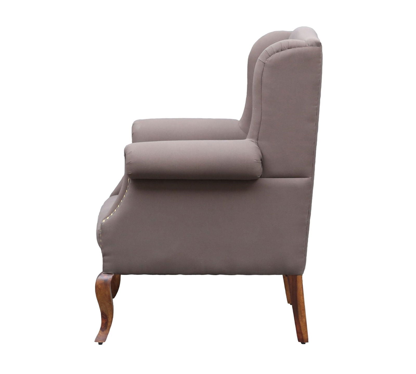 Wooden Lounge Chair with Leatherette Upholstery -