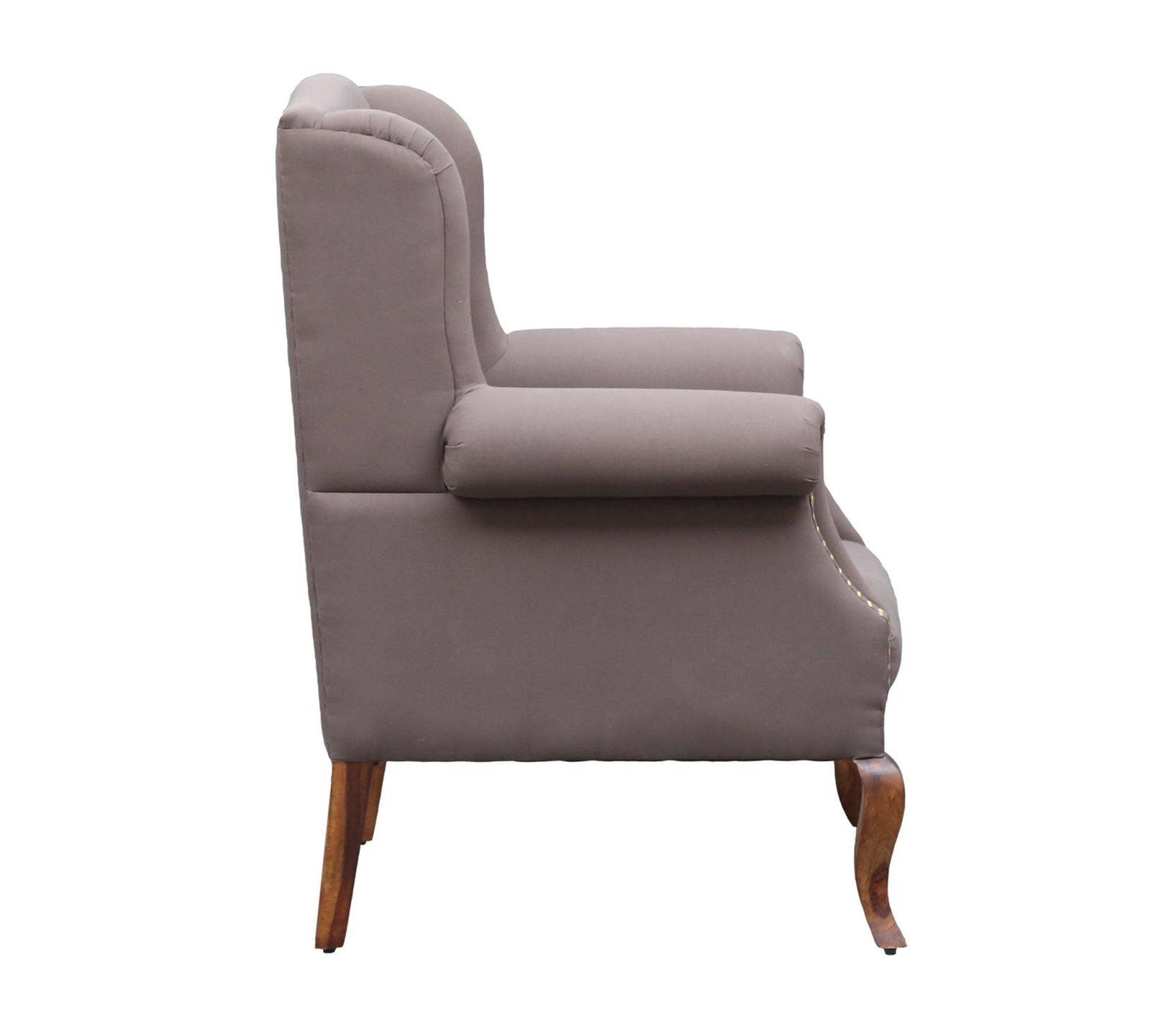 Wooden Lounge Chair with Leatherette Upholstery -