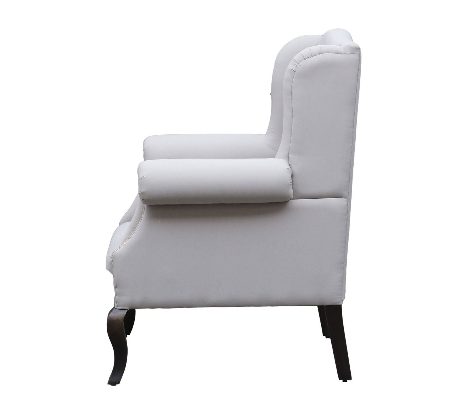 Wooden Lounge Chair with Leatherette Upholstery -