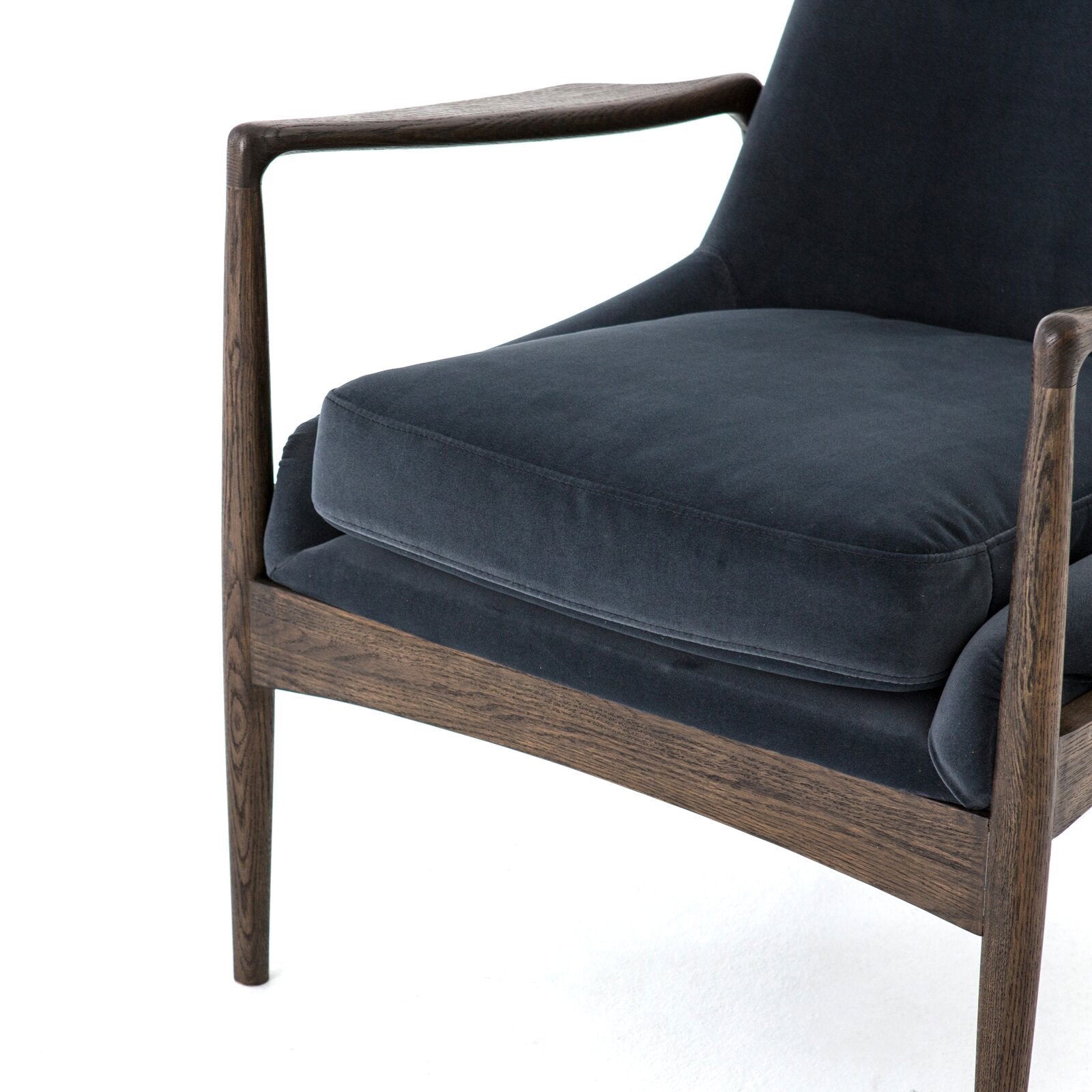 Wooden Lounge Chair with Modern Velvet -