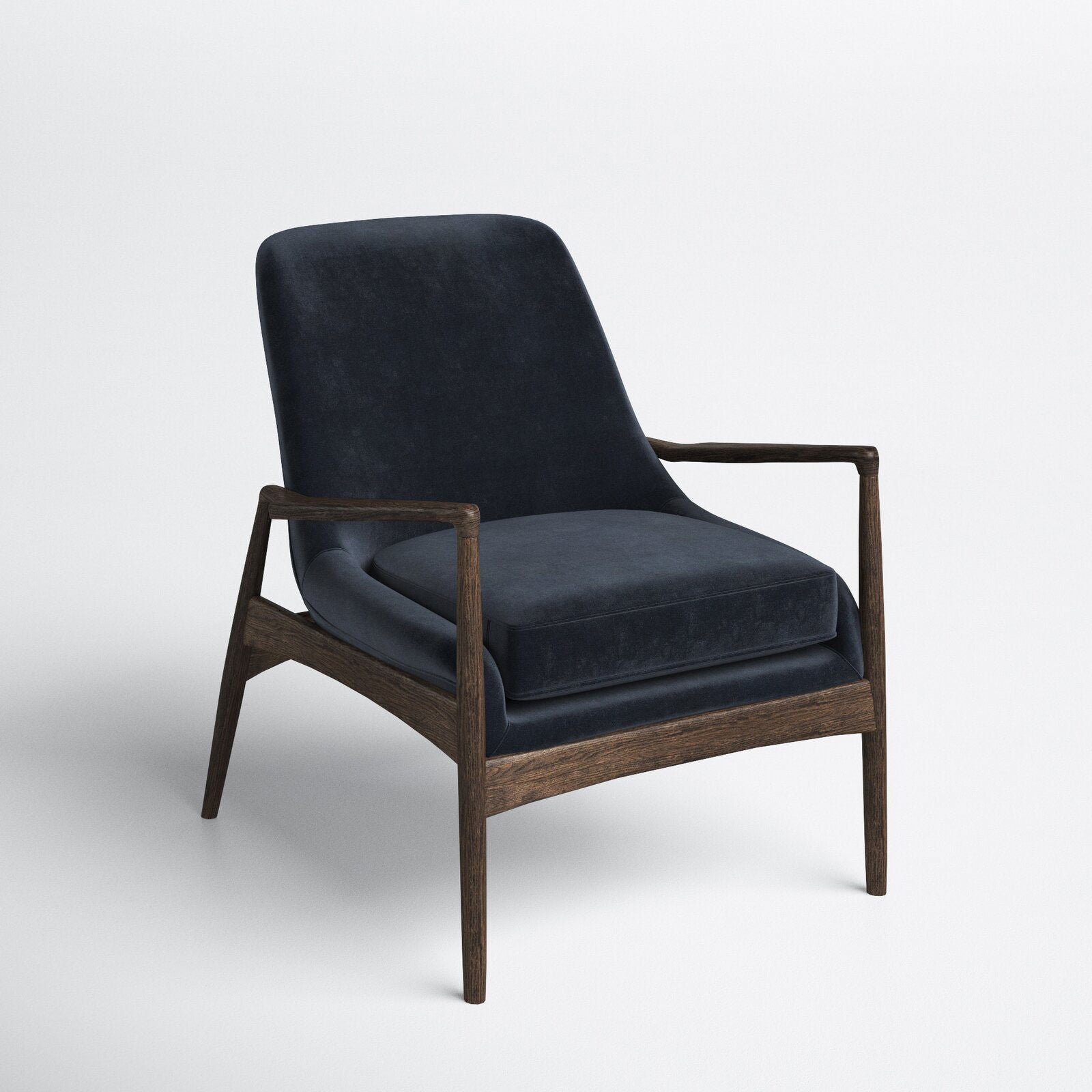 Wooden Lounge Chair with Modern Velvet -