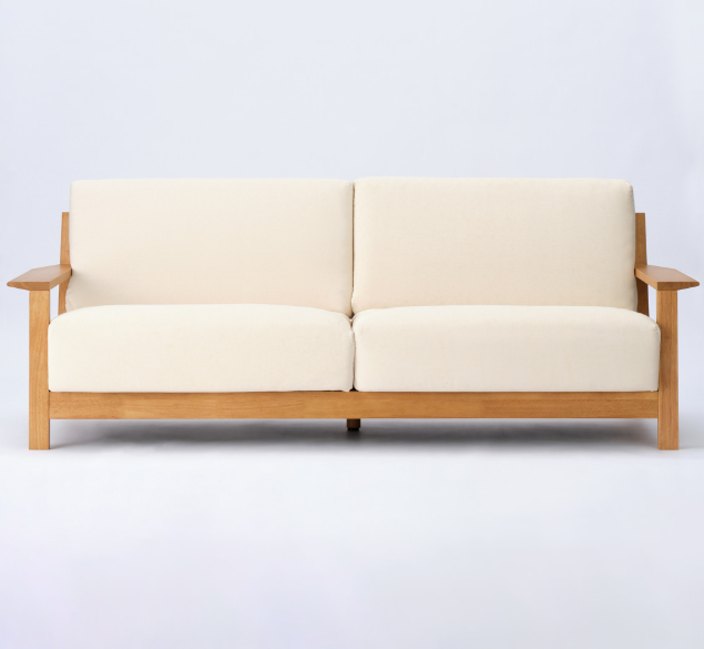 Elegant 3-Seater Sofa for Home & Crafted with Durable Wooden Frame, Premium Fabric Upholstery, and Polished Wooden Legs for a Stylish