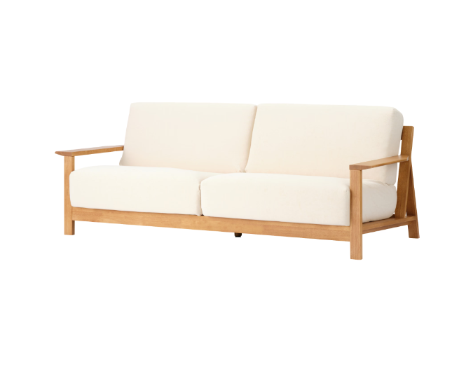 Wooden Lounge Sofa with Cushioned Fabric -