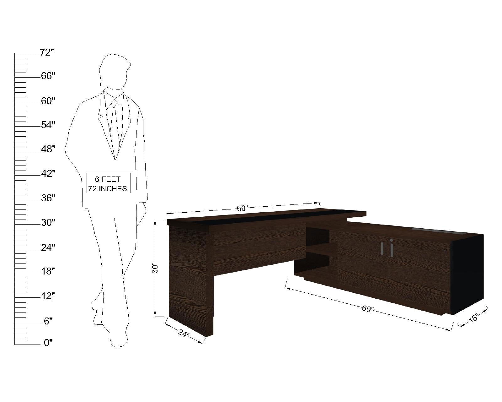 Wooden Office Executive Table L-Shape in Particle Board -