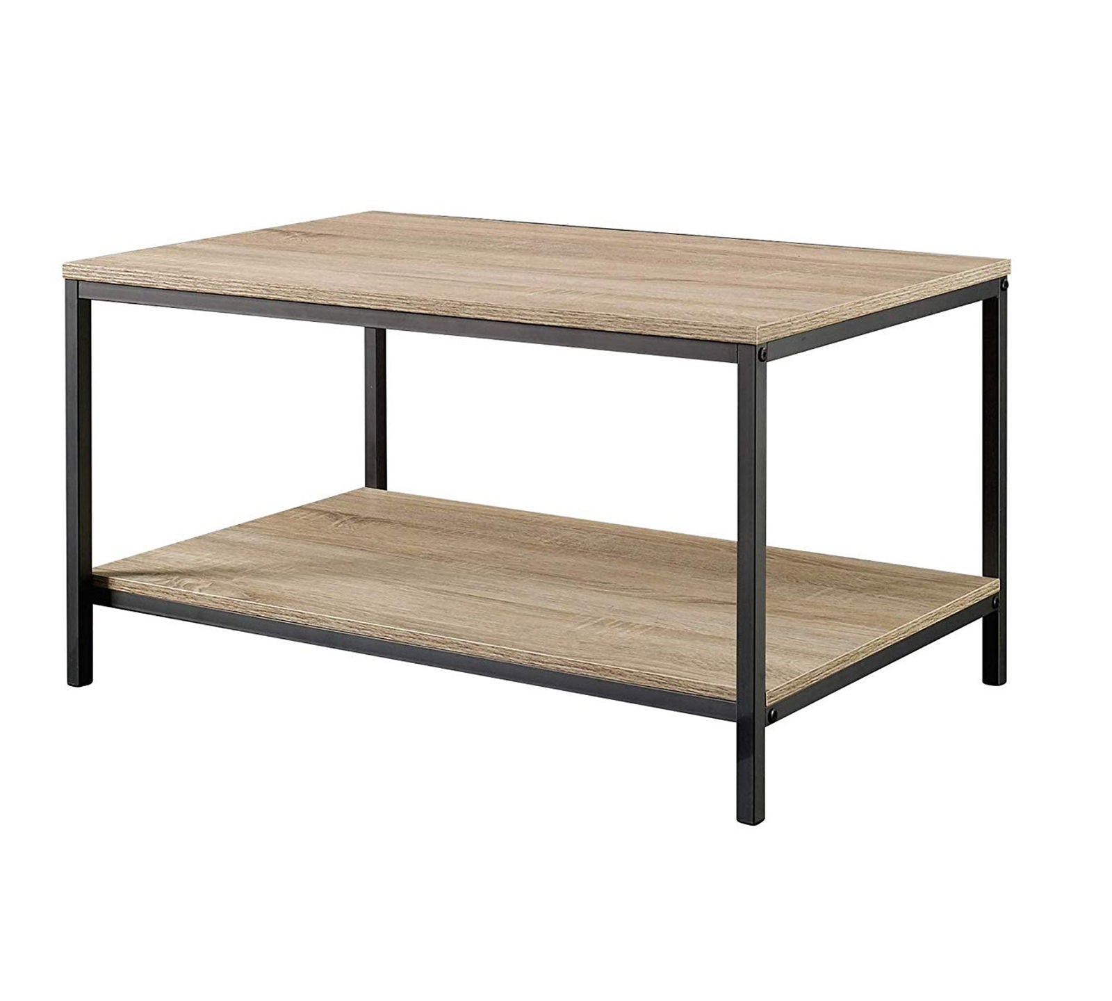 Wooden Particle Board Top Center Table with Metal Frame Base -