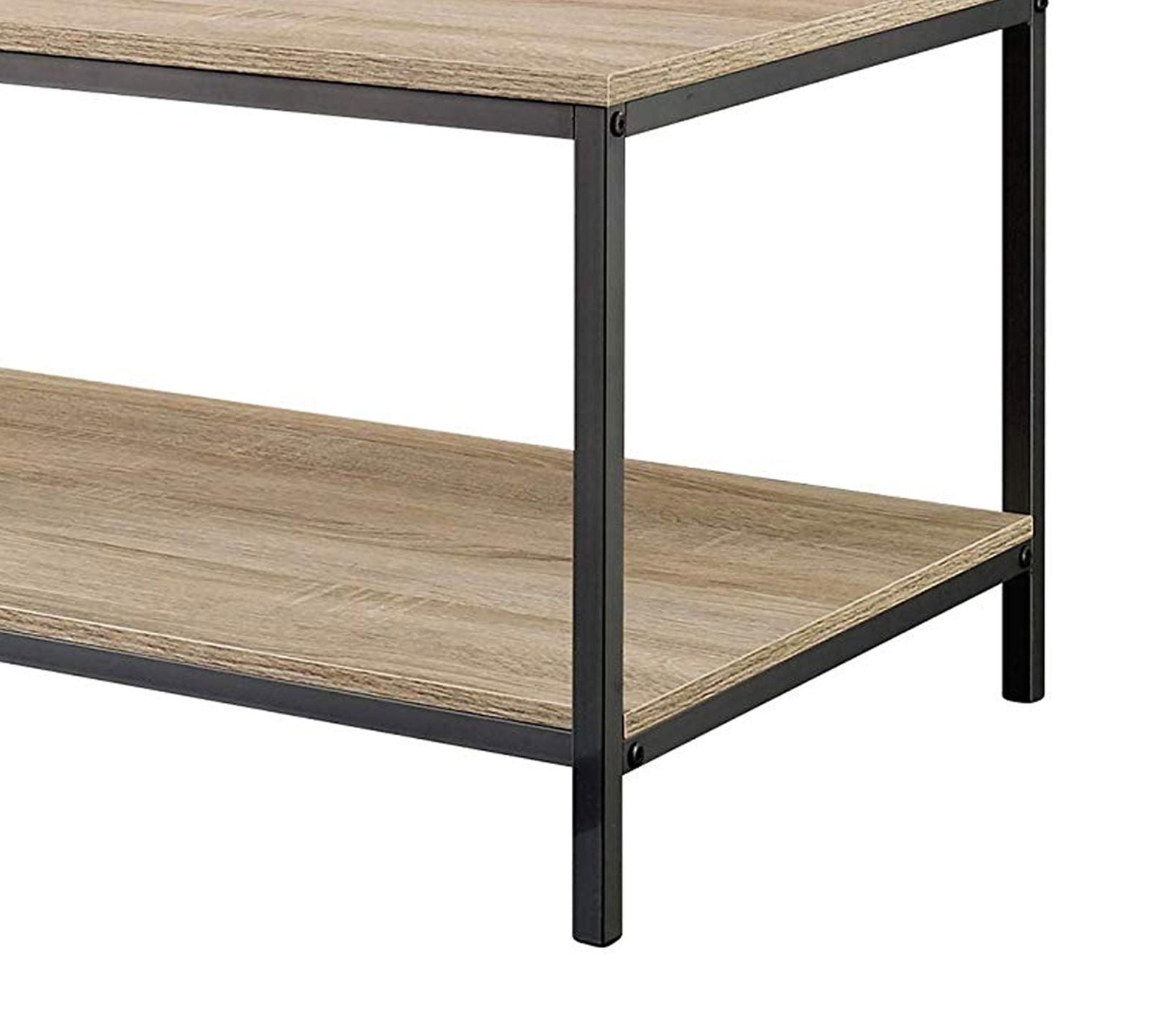 Wooden Particle Board Top Center Table with Metal Frame Base -