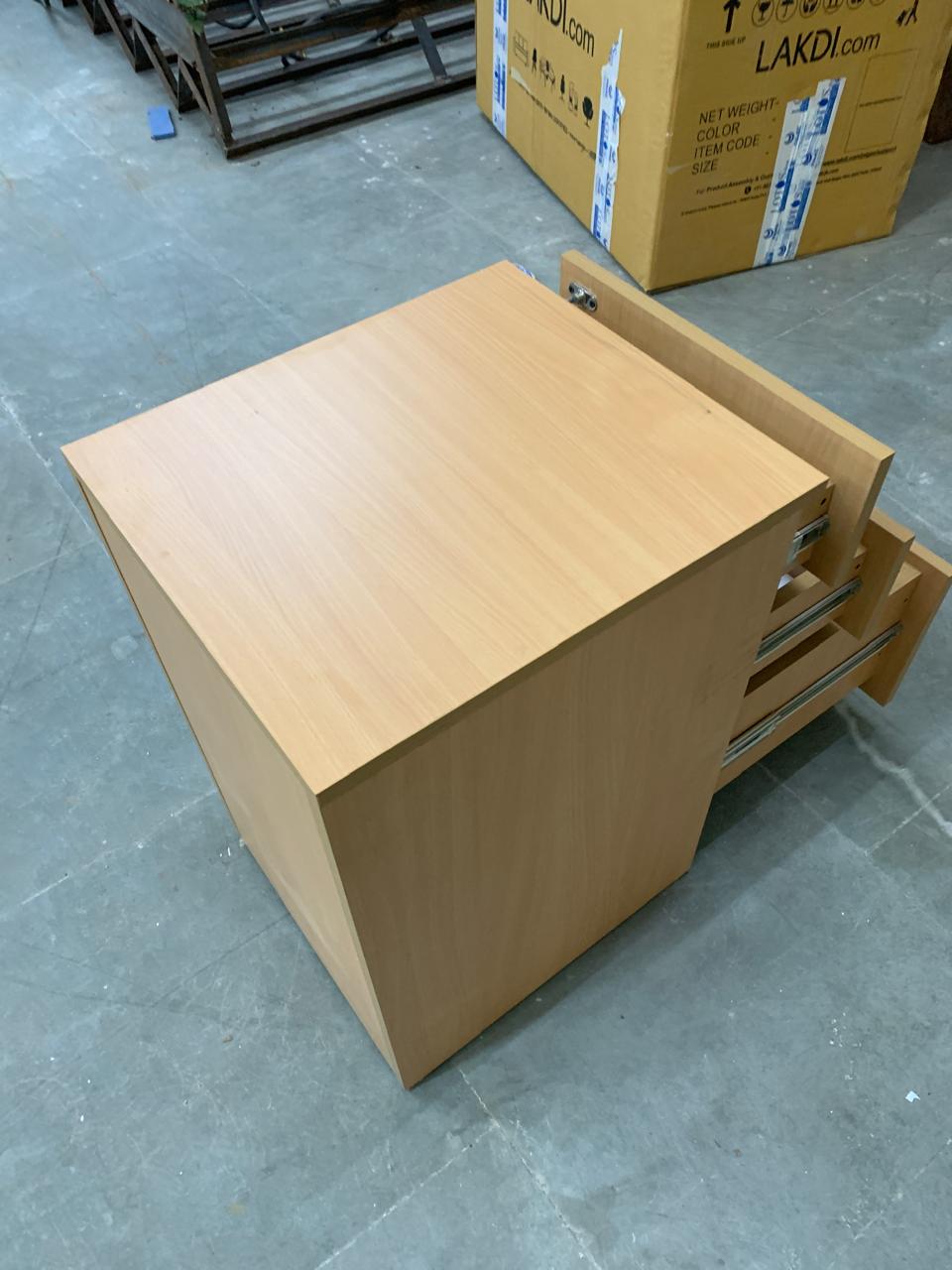 Wooden Pedestal Drawer with Lock & Wheels Base -