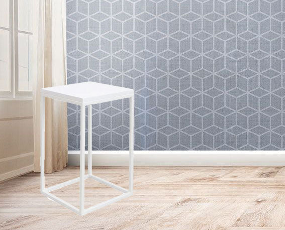 Wooden Side Table With Metal Legs Base -