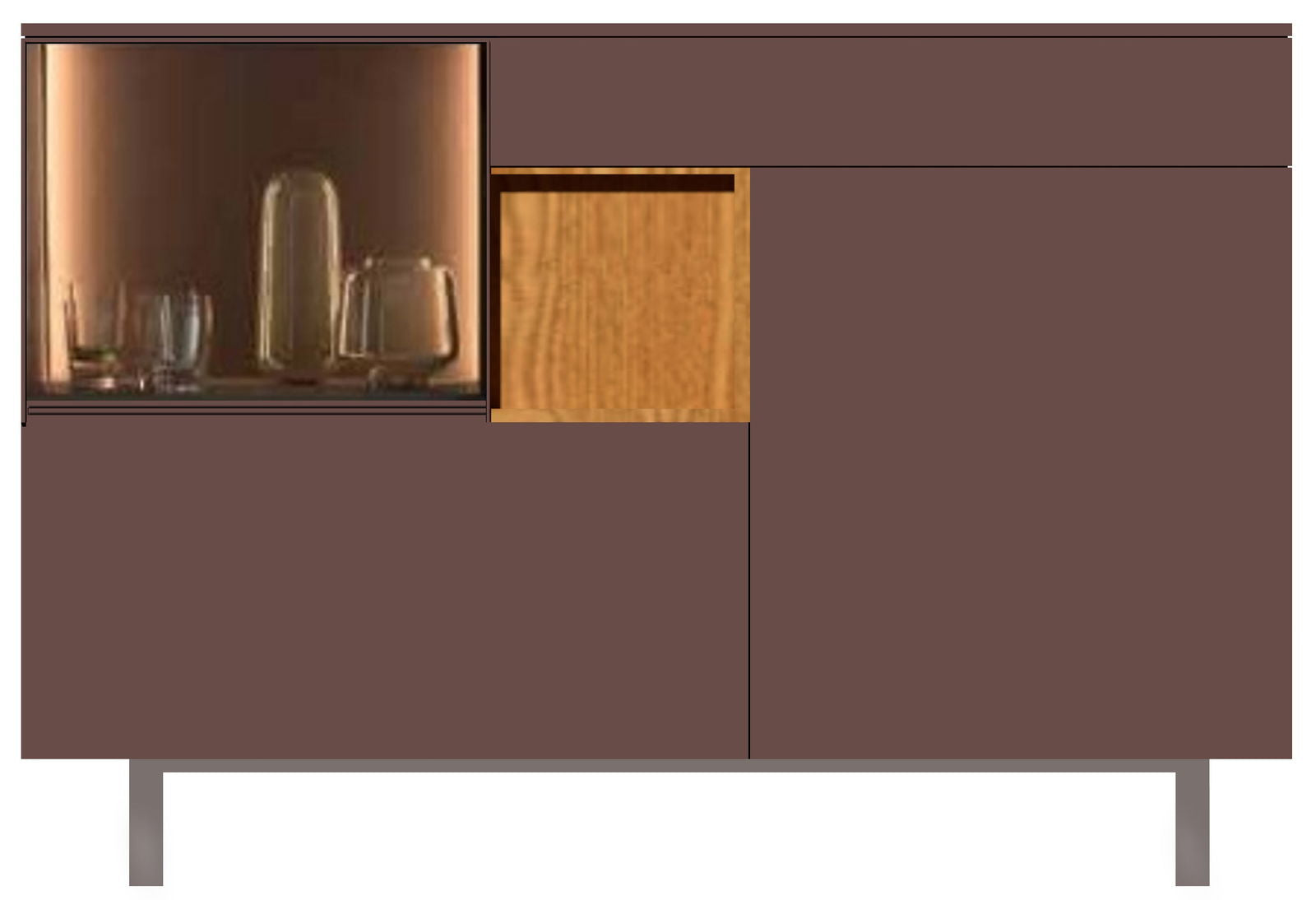 Wooden Storage Cabinet Console with Metal Legs Base -