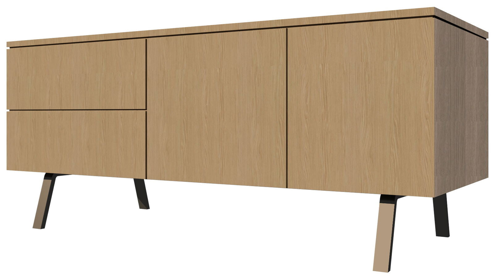 Wooden Storage Cabinet Console with Metal Legs Base -