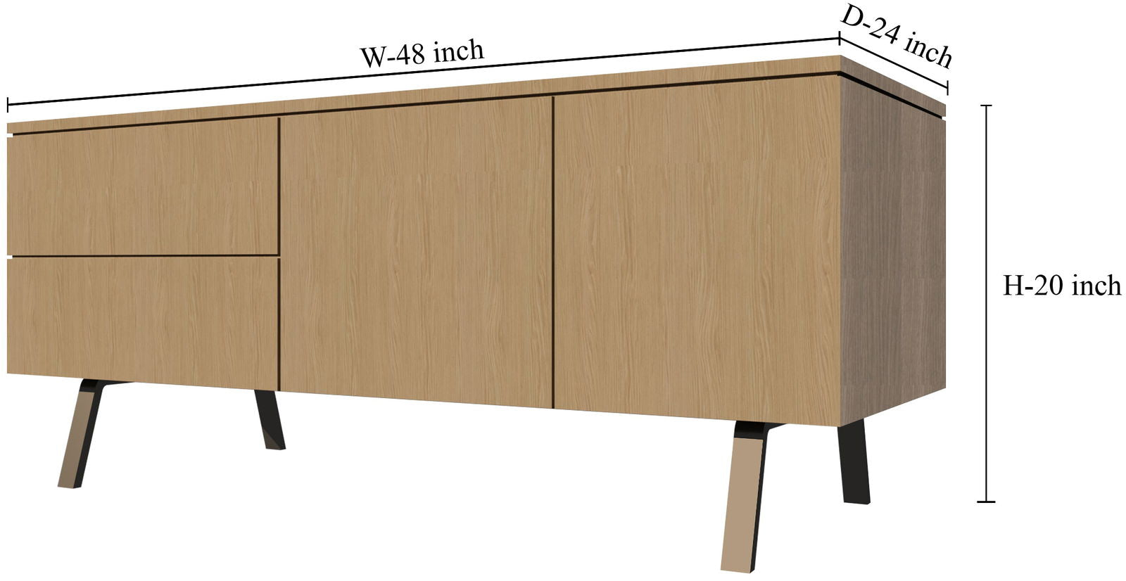 Wooden Storage Cabinet Console with Metal Legs Base -