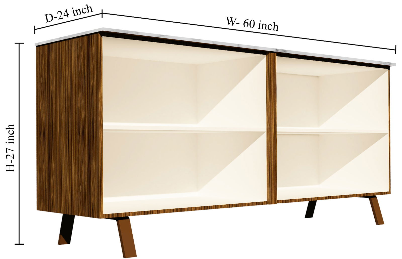 Wooden Storage Cabinet with Metal Legs Base -
