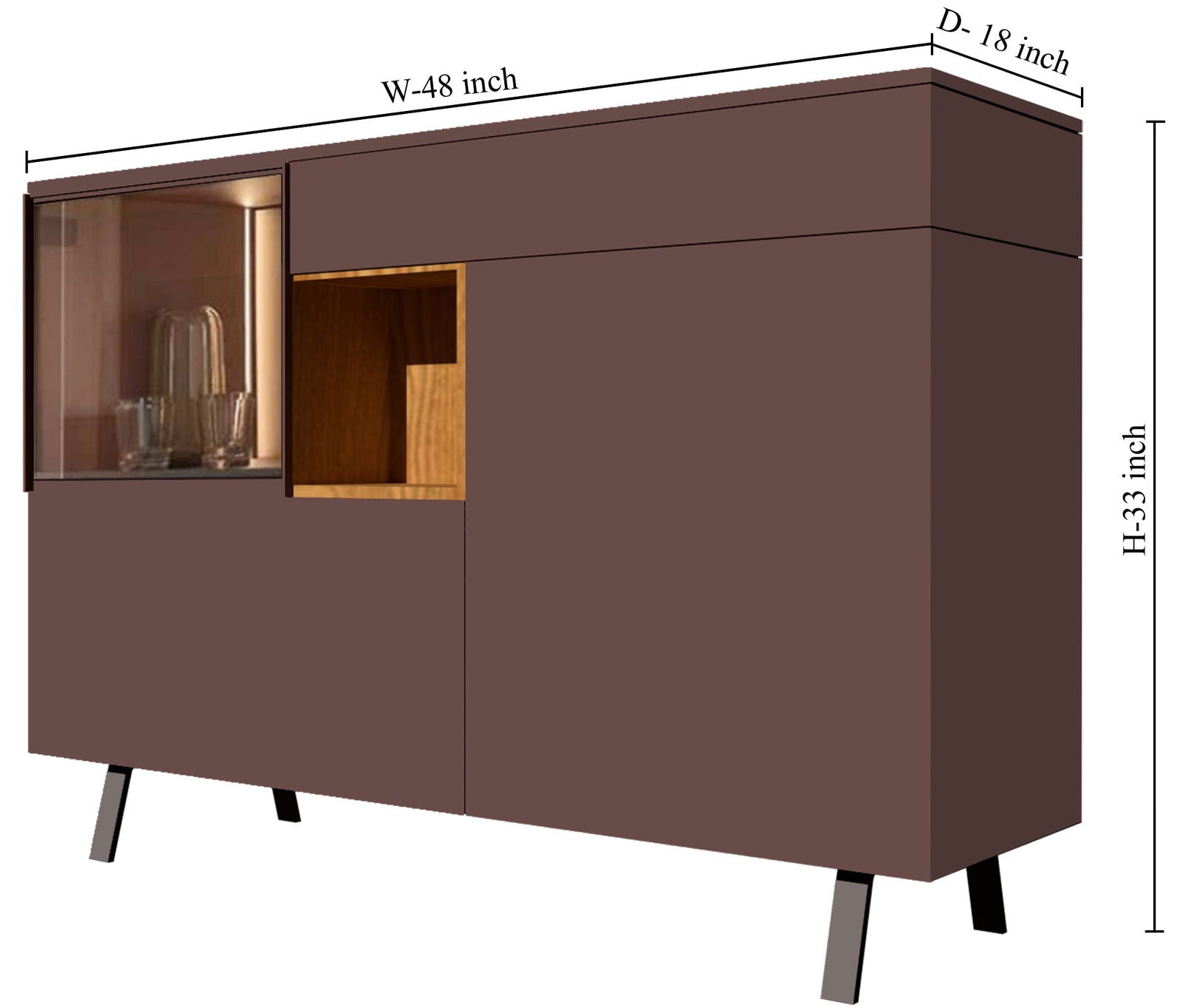 Wooden Storage Cabinet with Metal Legs Base -