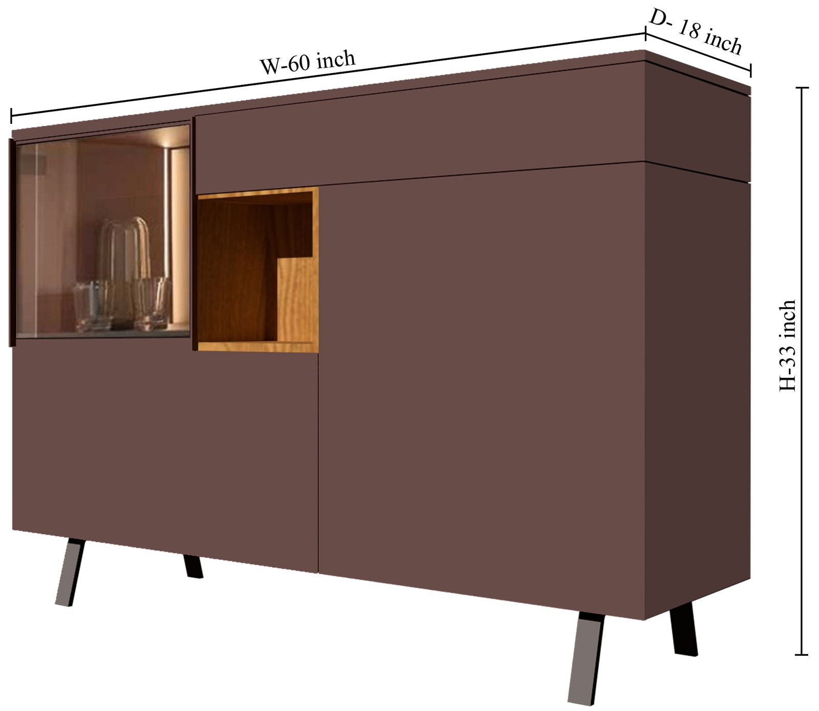 Wooden Storage Cabinet with Metal Legs Base -