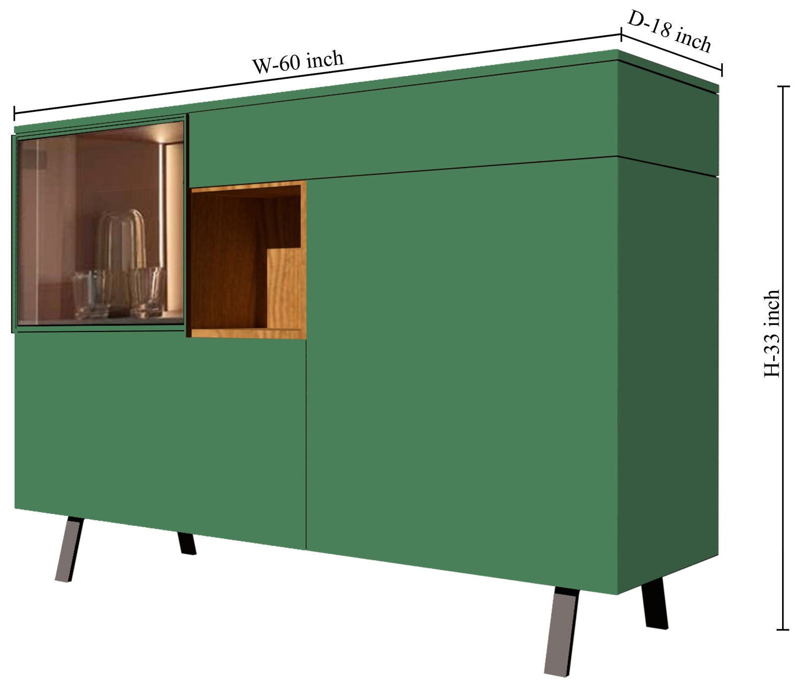 Wooden Storage Cabinet with Metal Legs Base -