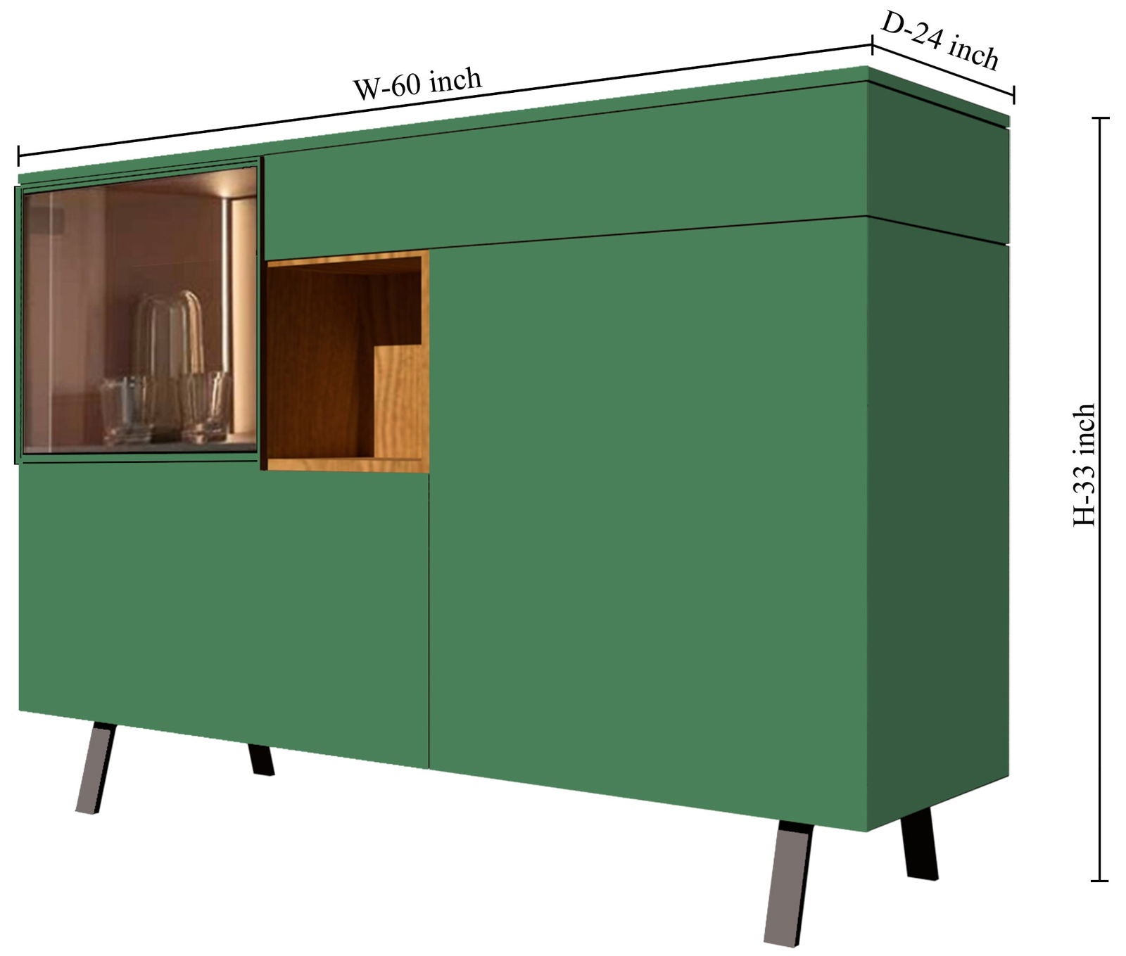 Wooden Storage Cabinet with Metal Legs Base -