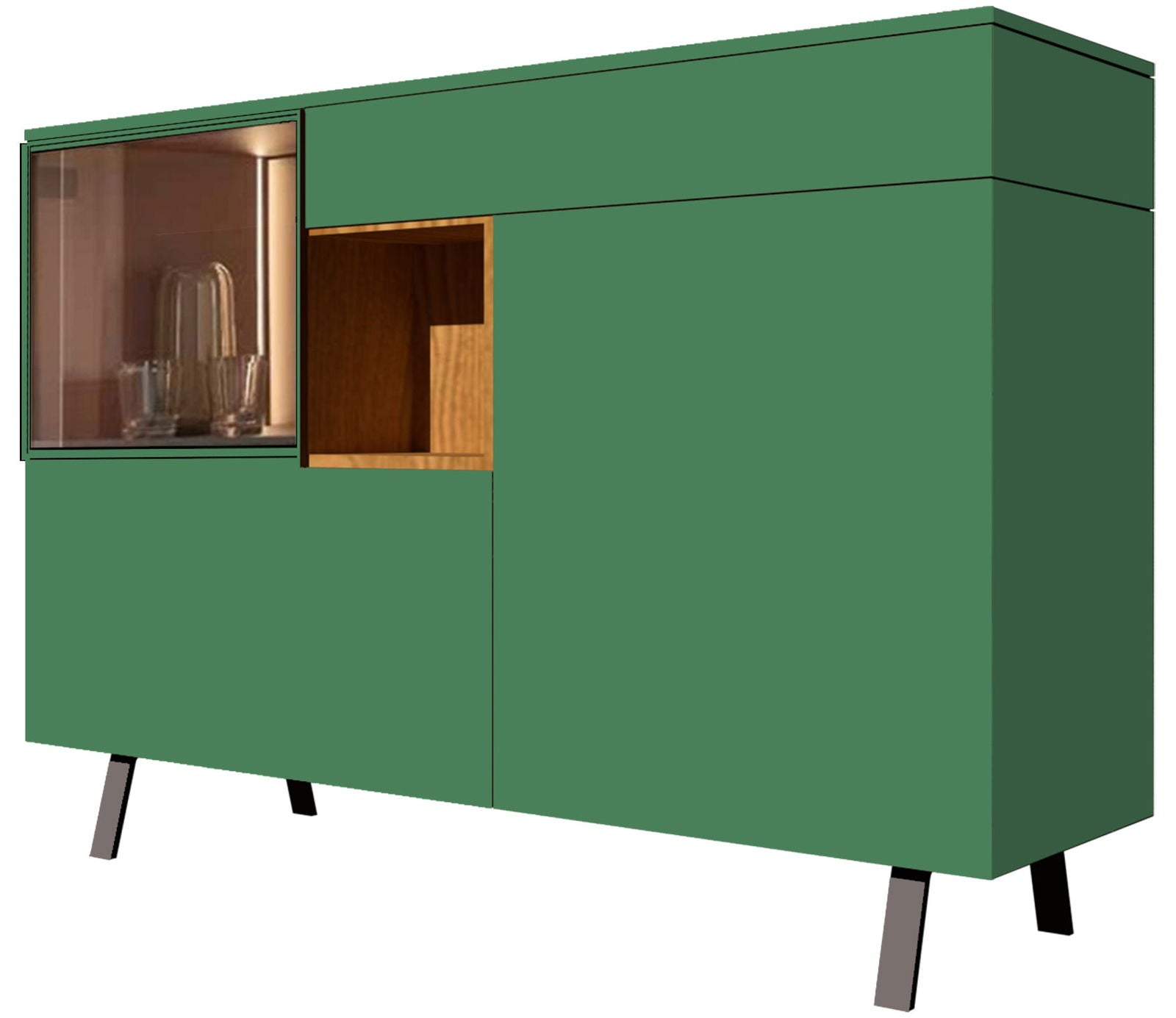 Wooden Storage Cabinet with Metal Legs Base -
