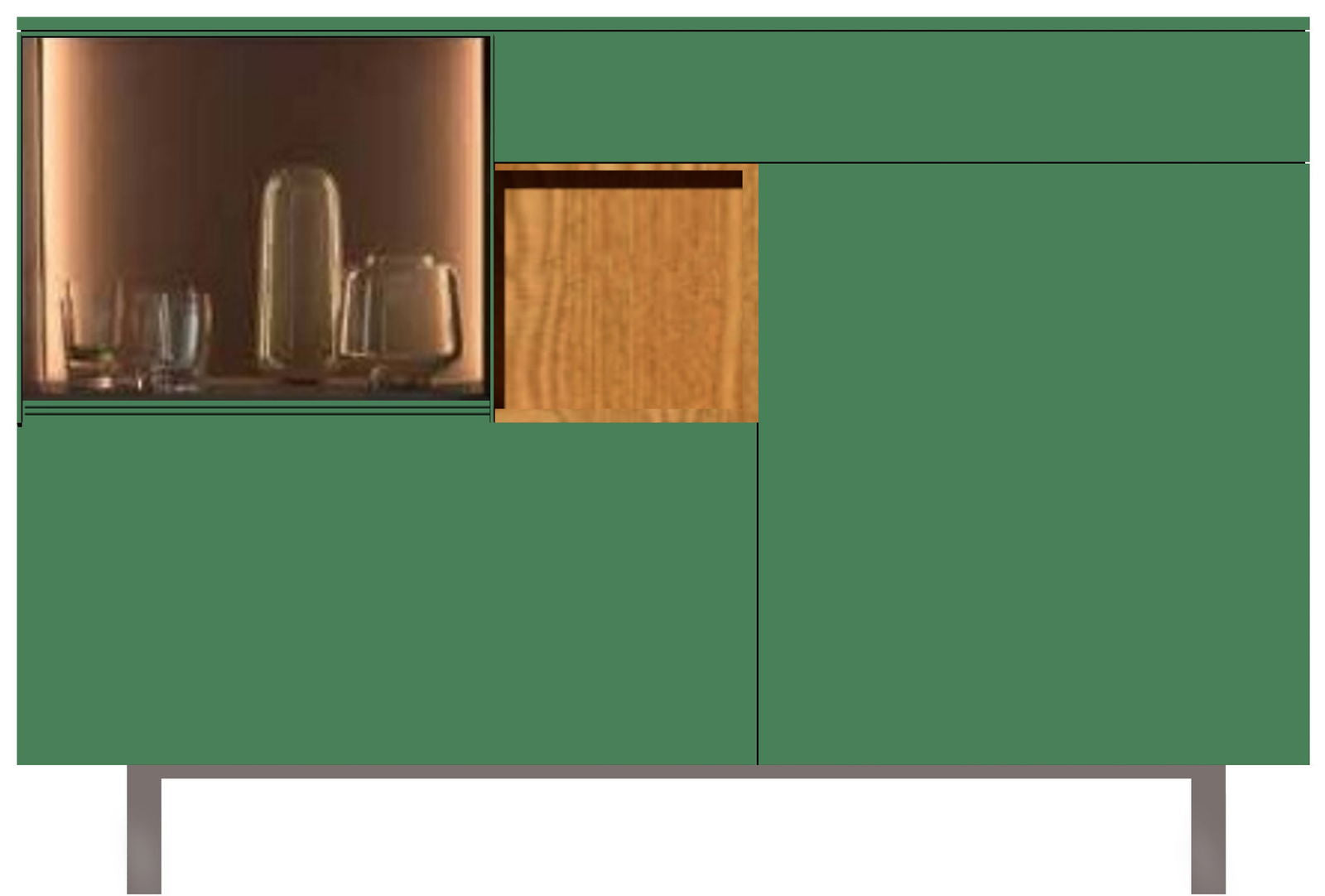 Wooden Storage Cabinet with Metal Legs Base -