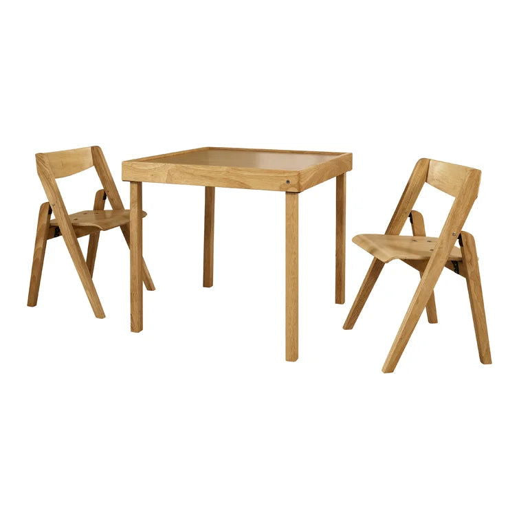 Wooden Top 1 Table with 2 Colourful Kids Chair -