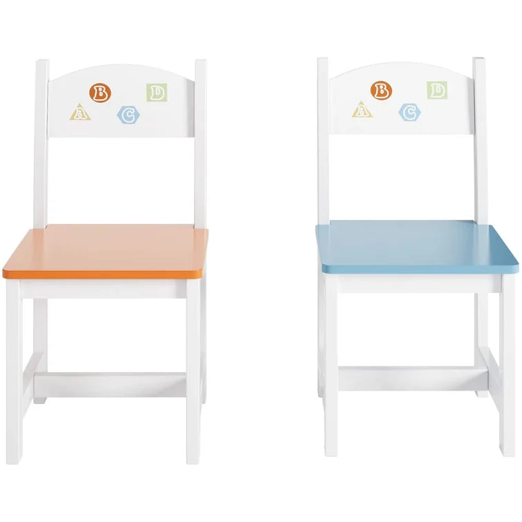Wooden Top 1 Table with 2 Colourful Kids Chair -
