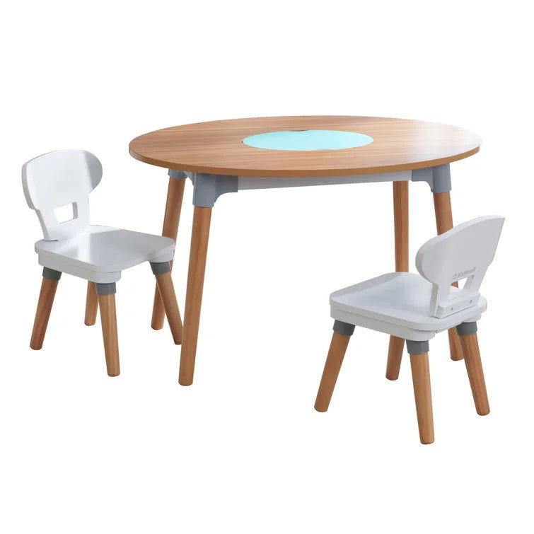 Wooden Top 1 Table with 2 Colourful Kids Chair -