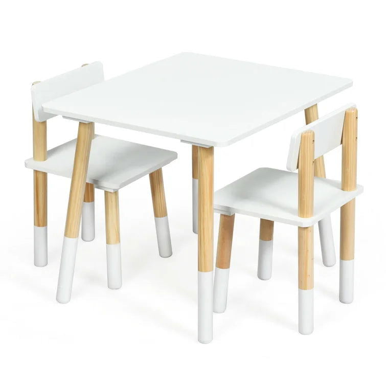 Wooden Top 1 Table with 2 Colourful Kids Chair -