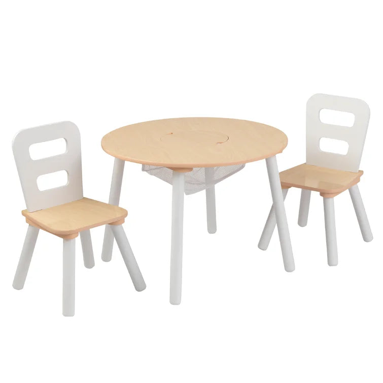 Wooden Top 1 Table with 2 Colourful Kids Chair -