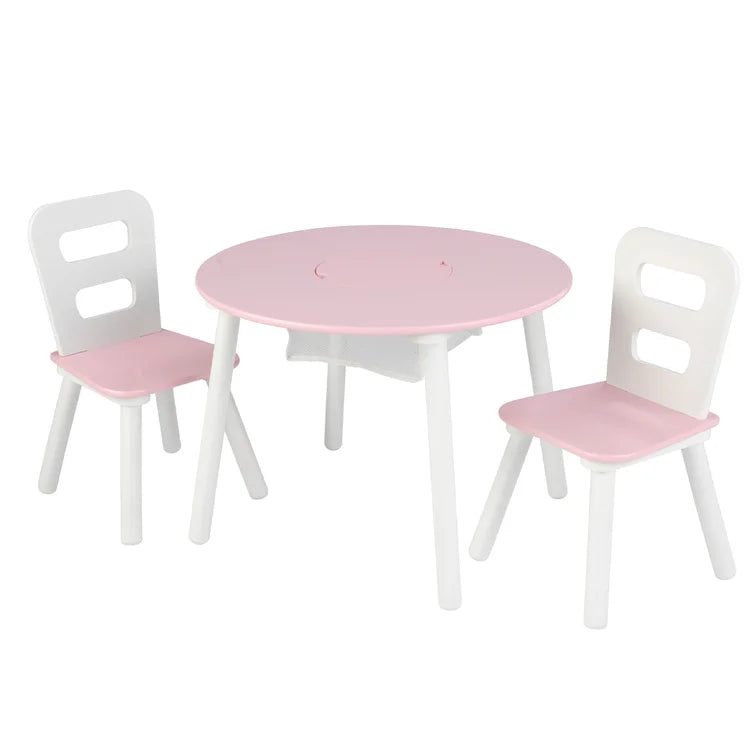 Wooden Top 1 Table with 2 Colourful Kids Chair -