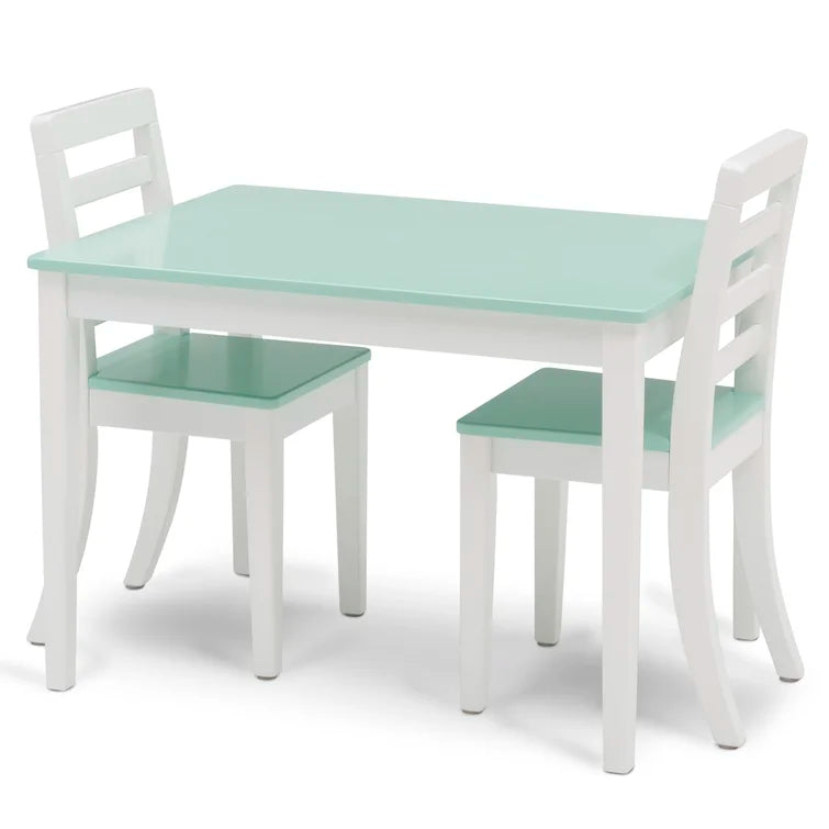 Wooden Top 1 Table with 2 Colourful Kids Chair -