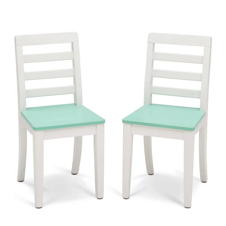 Wooden Top 1 Table with 2 Colourful Kids Chair -