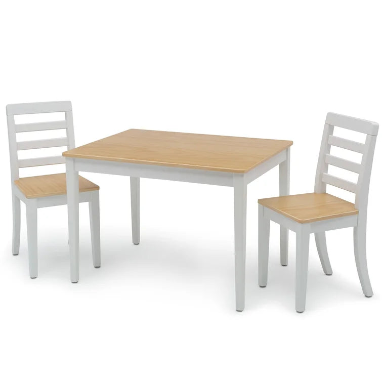 Wooden Top 1 Table with 2 Colourful Kids Chair -