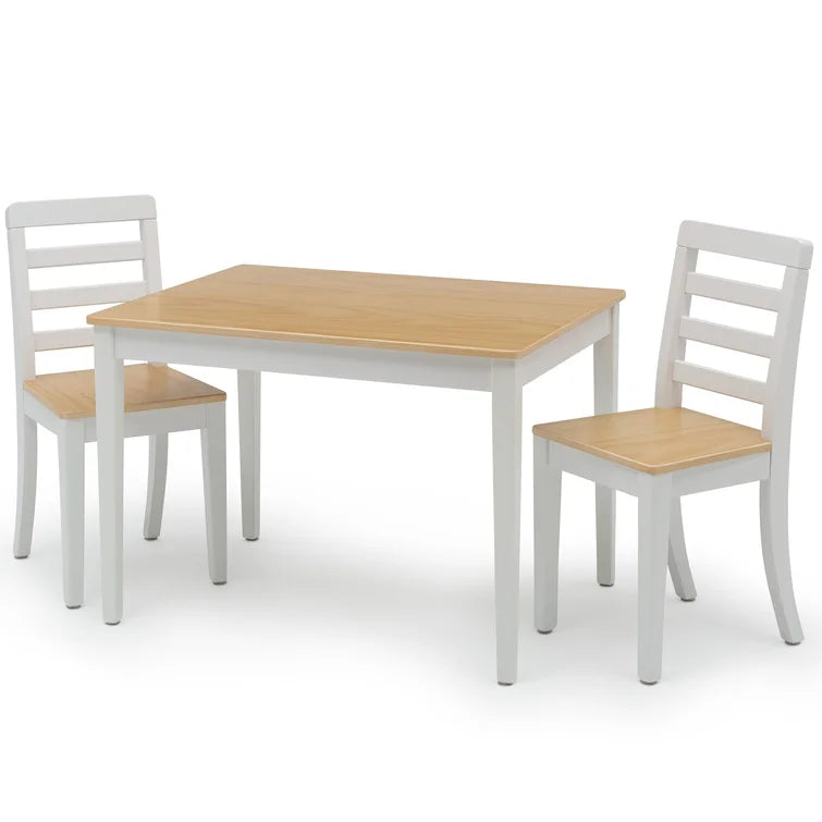 Wooden Top 1 Table with 2 Colourful Kids Chair -