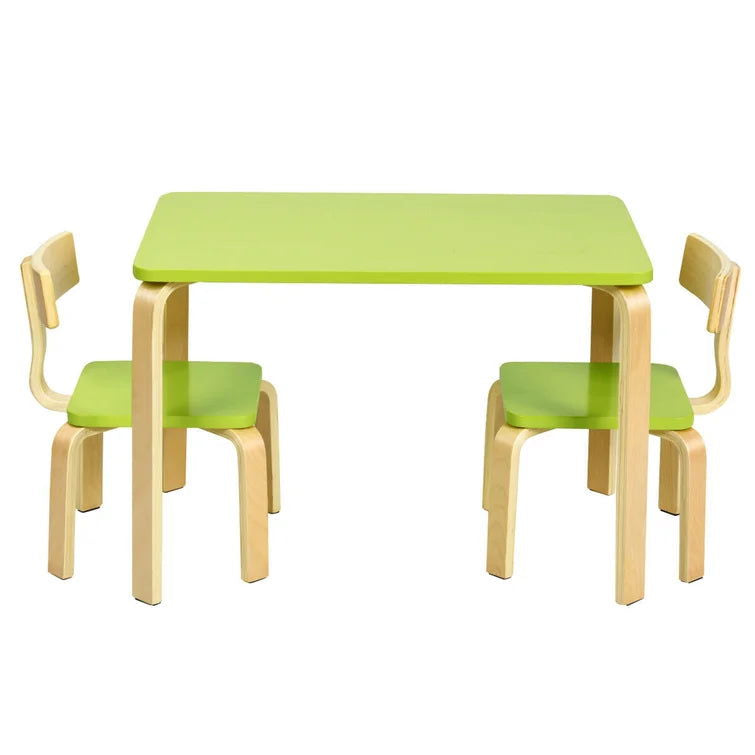 Wooden Top 1 Table with 2 Colourful Kids Chair -