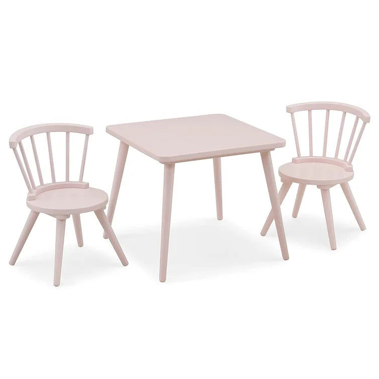 Wooden Top 1 Table with 2 Colourful Kids Chair -