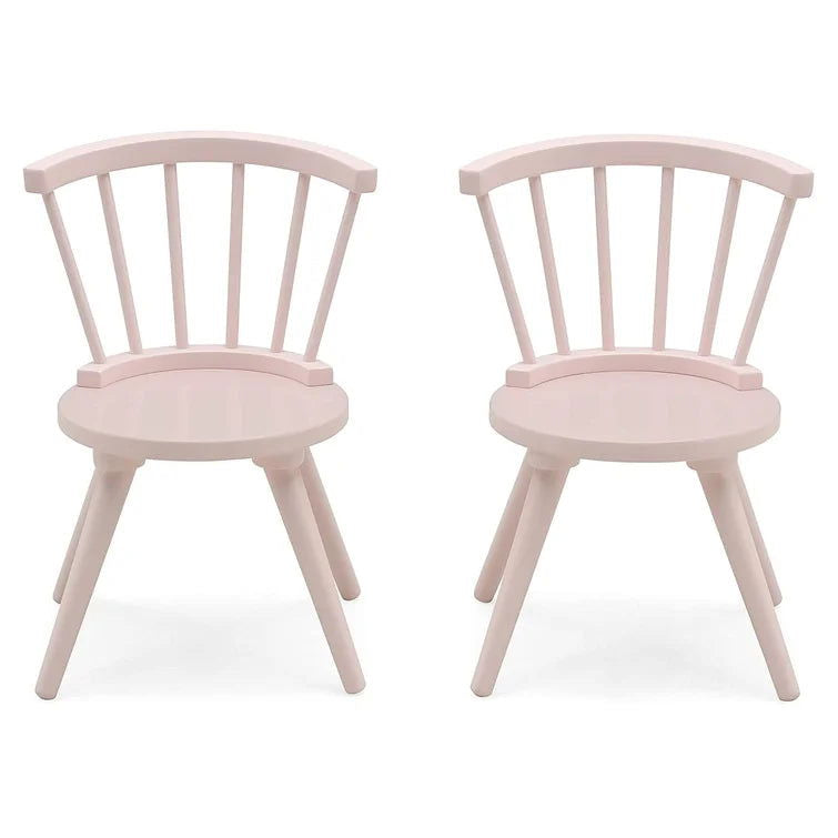 Wooden Top 1 Table with 2 Colourful Kids Chair -