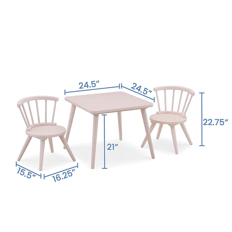 Wooden Top 1 Table with 2 Colourful Kids Chair -